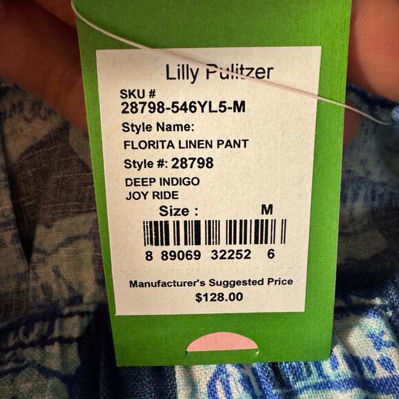 NWT Lilly Pulitzer Florita Linen Elephant Print Pant Pockets Medium - Picture 3 of 9